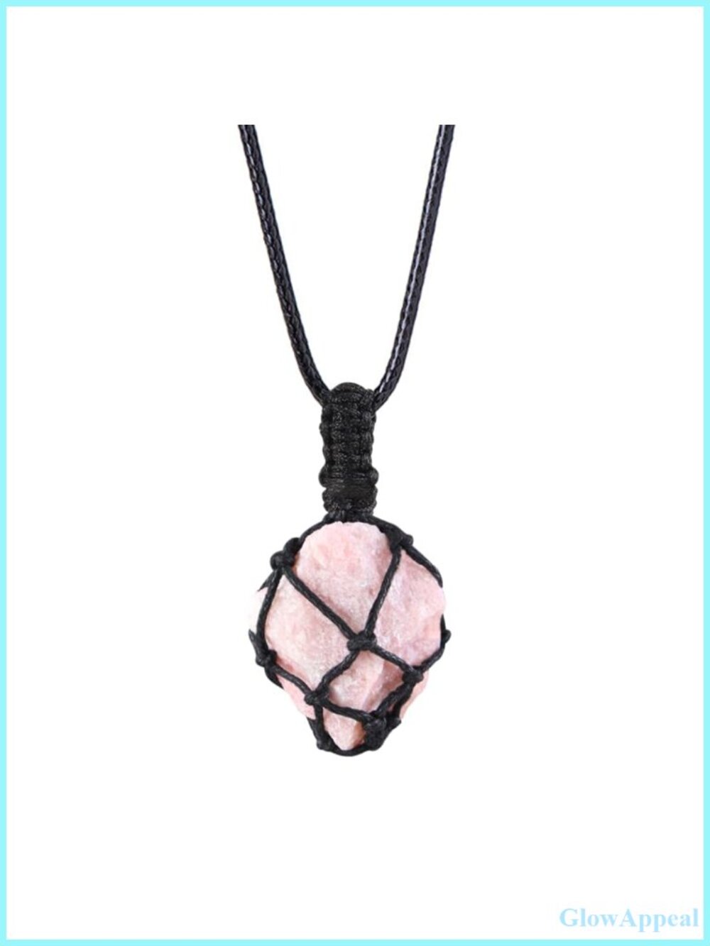 Handmade Natural Pink Opal Pendant Necklace Adjustable Cord Healing Stone
